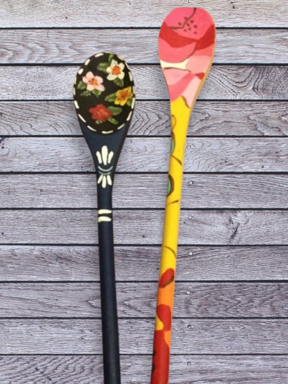 Hand painted decorative wooden spoons